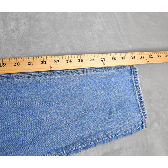 American Eagle Mom Jeans Womens 8 Long (28x30) Distressed Hi-Rise Blue Denim - Picture 10 of 11